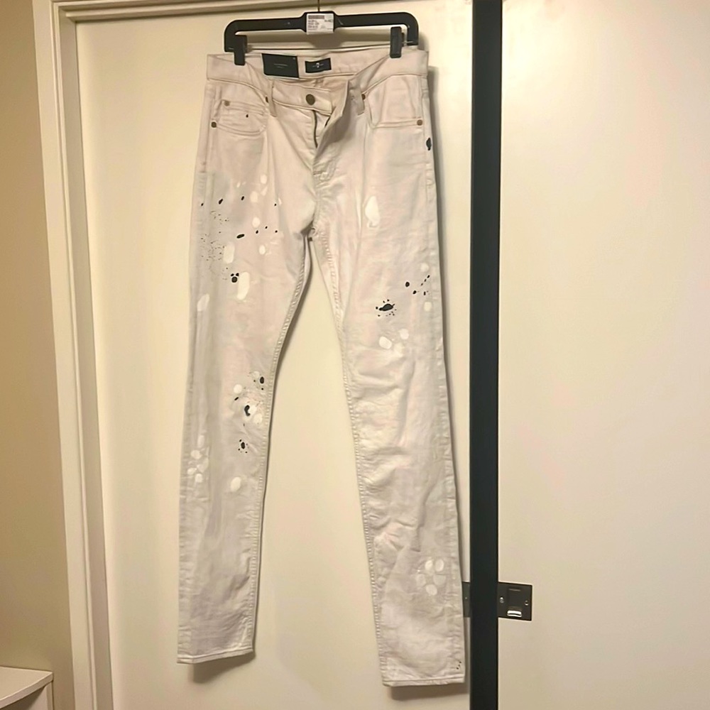 7 For All Mankind Stacked Skinny Pants 32 White Painted
